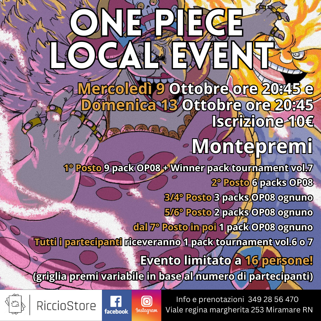 Prenotazione One Piece Local Event Mercoledì 9