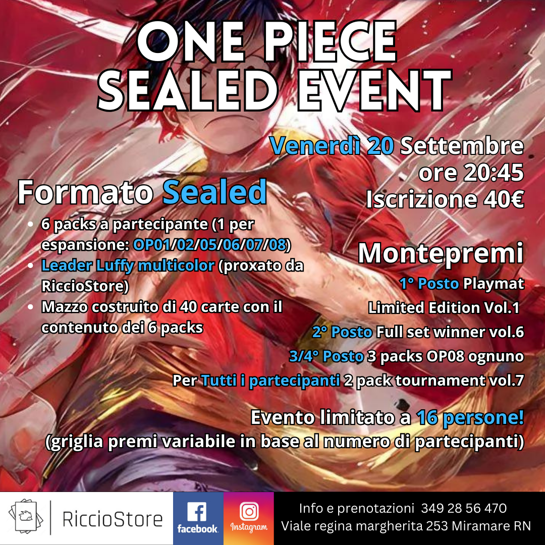 Prenotazione Sealed event RiccioStore